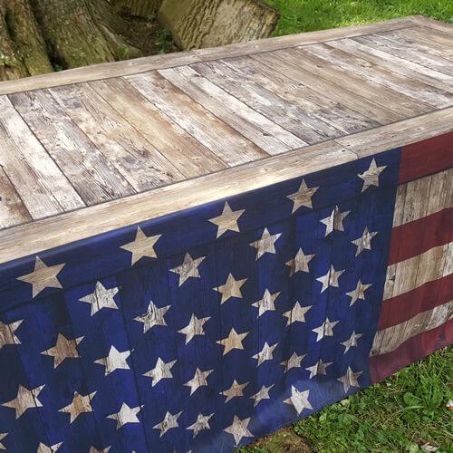 Fitted Table Cover - US Flag Wood Crate